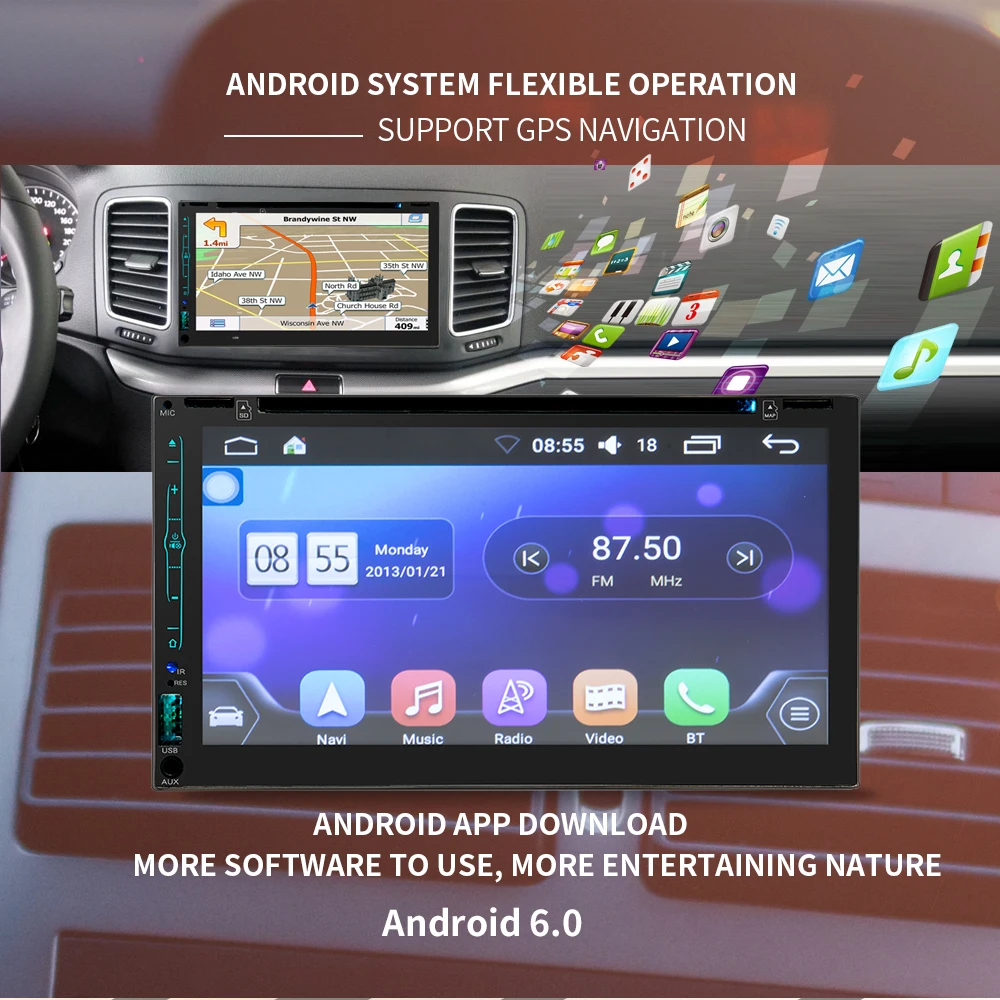 HEVXM 6608 Android 6 95 дюймовый автомобильный DVD навигационный плеер автомобильное радио