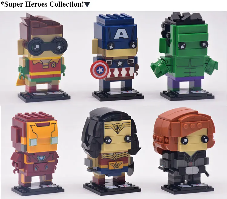 Pikachu DC Brickheadz Dragon Ball Z Brick Headz строительные блоки Marvel Бэтмен Человек-паук Локи Джокер Фигурки игрушки