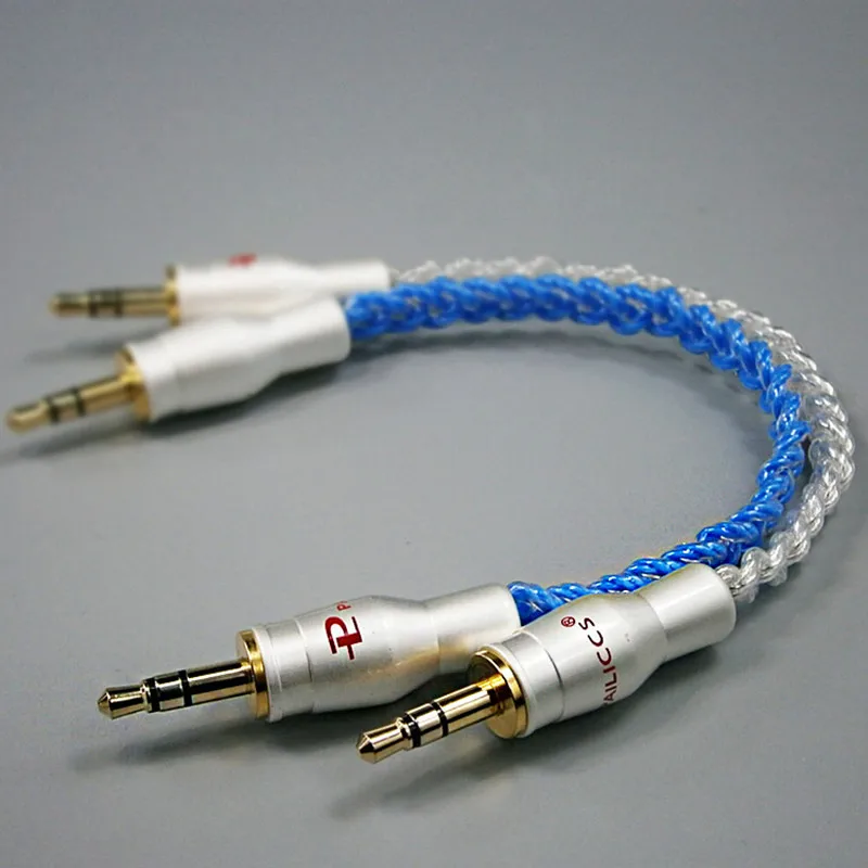 DIY Custom 3.5mmto3.5mm 9 ядерный одиночный Кристальный медный посеребренный кабель аудио