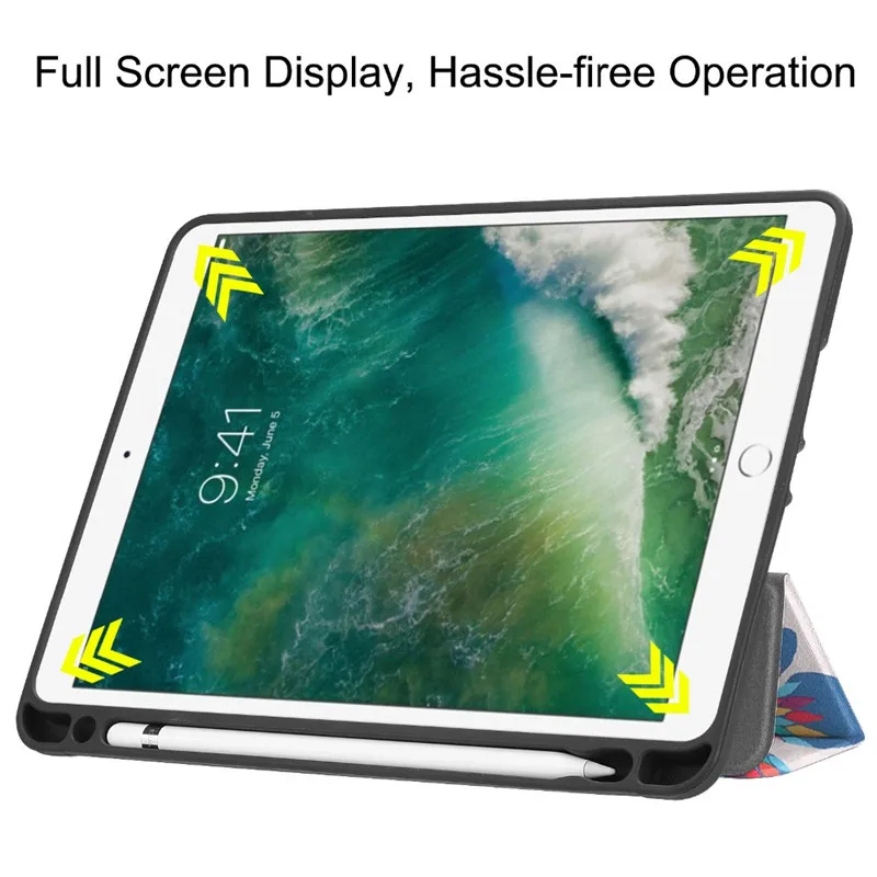 Тонкий чехол подставка из искусственной кожи для Apple iPad 9 7 2018 2017 с держателем