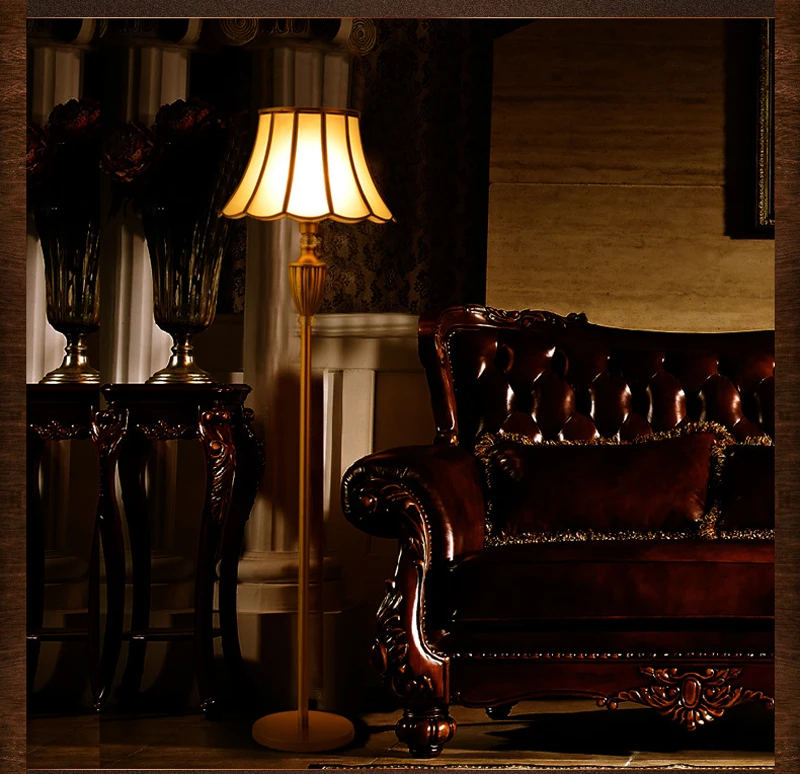 

Gold copper floor light fixture fashion luxury standard lamp royal fortuny retro classic floor light