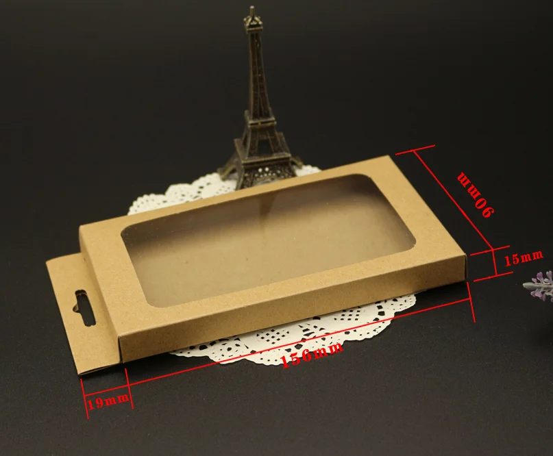 20 шт винтажная Подарочная коробка из крафт бумаги с прозрачным ПВХ окном для