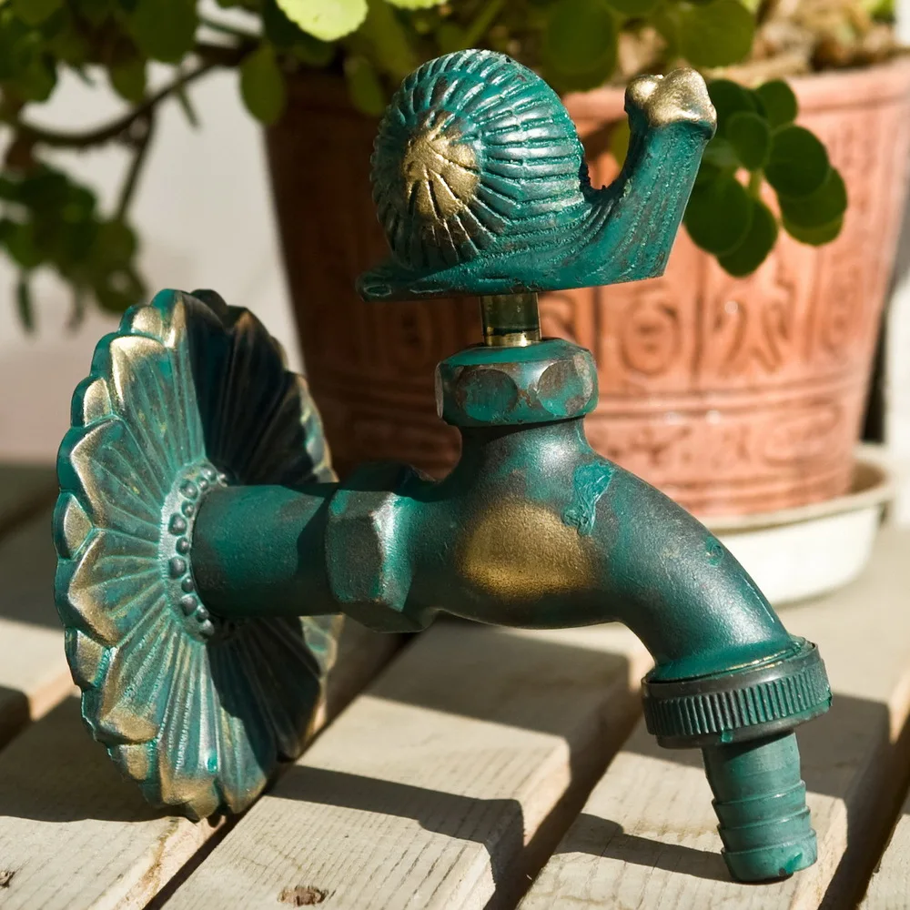 Садовый смеситель в европейском стиле античный с зеленой улиткой|antique faucet|antique style