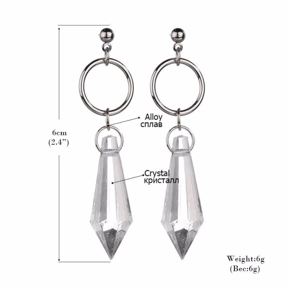 MESTILO Korean Fashion Transparent Crystal Water Drop Dangle Earrings For Women Bullet Shape Long Jewelry | Украшения и
