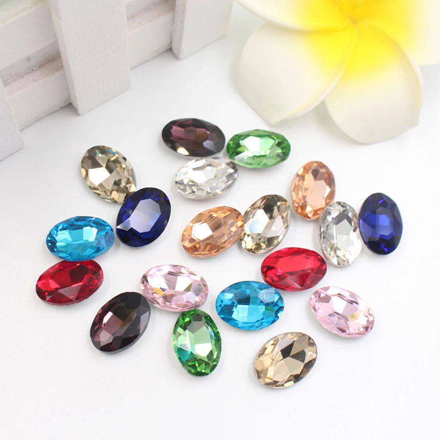 

Shine Sewing Crystal Colored Egg-shaped Glass Stone Rhinestone Crystal High Quality Sew on Crystal use for Clothing Bags Shoes
