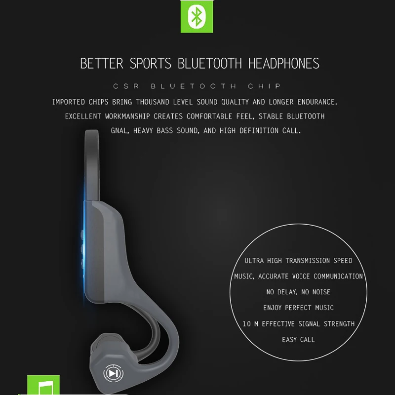 V8 беспроводные Bluetooth наушники с костной проводимостью гарнитура спортивные для
