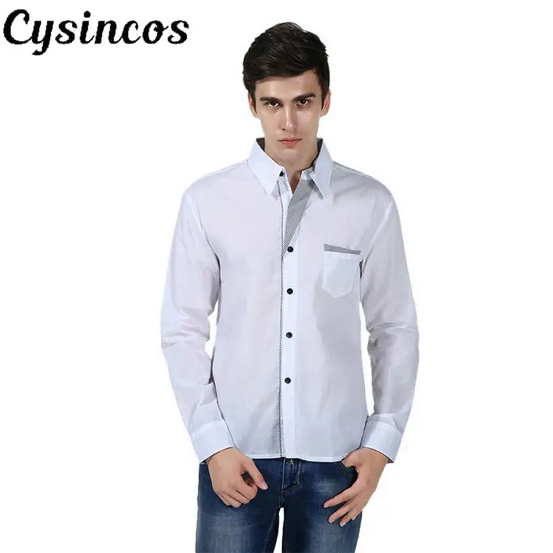 CYSINCOS Новая коллекция модных осенних свитеров Для мужчин одежда Slim Fit рубашка с