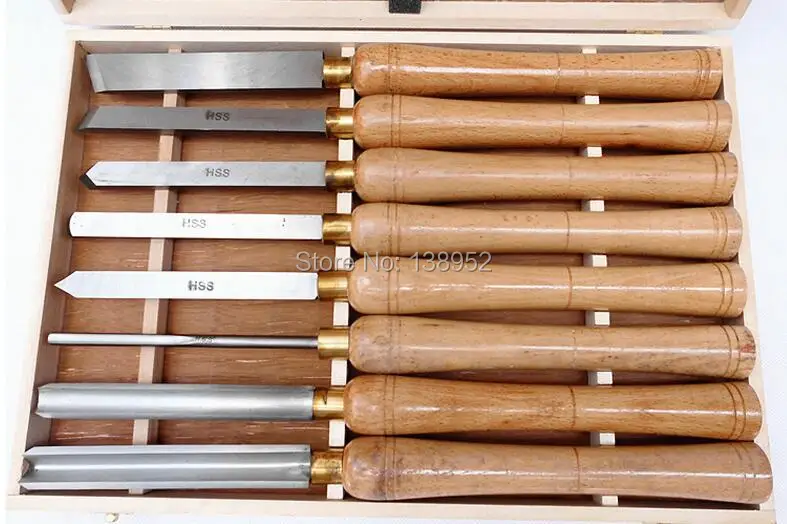 8PCS HSS Wooden Turning Chisel Tools SET with High Speed Steel Blade &amp Ashtree Handle in Box | Инструменты