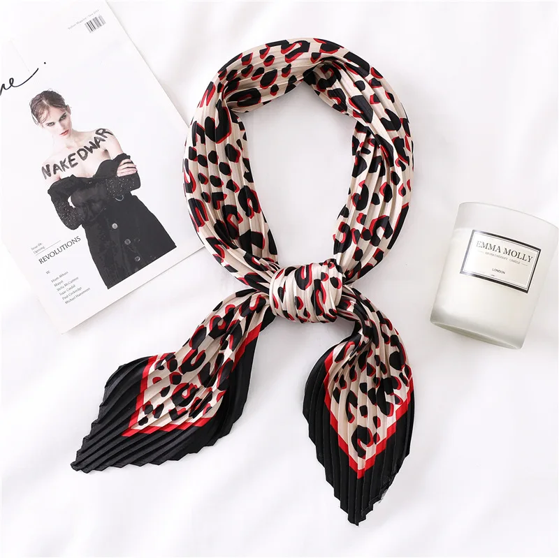 Шарф OLOME Женский квадратные шелковые шарфы для шеи с леопардовым принтом