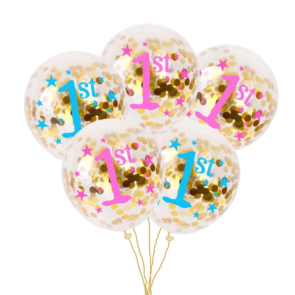 PATIMATE 1st на день рождения для мальчиков синий шары свечи &quotHappy Birthday&quot торта