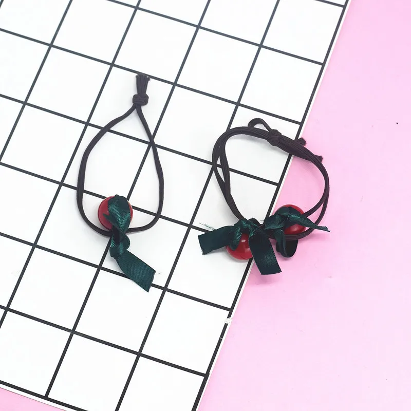 Лента для волос с красными бусинами повязка бантом ручная вишневая веревка -