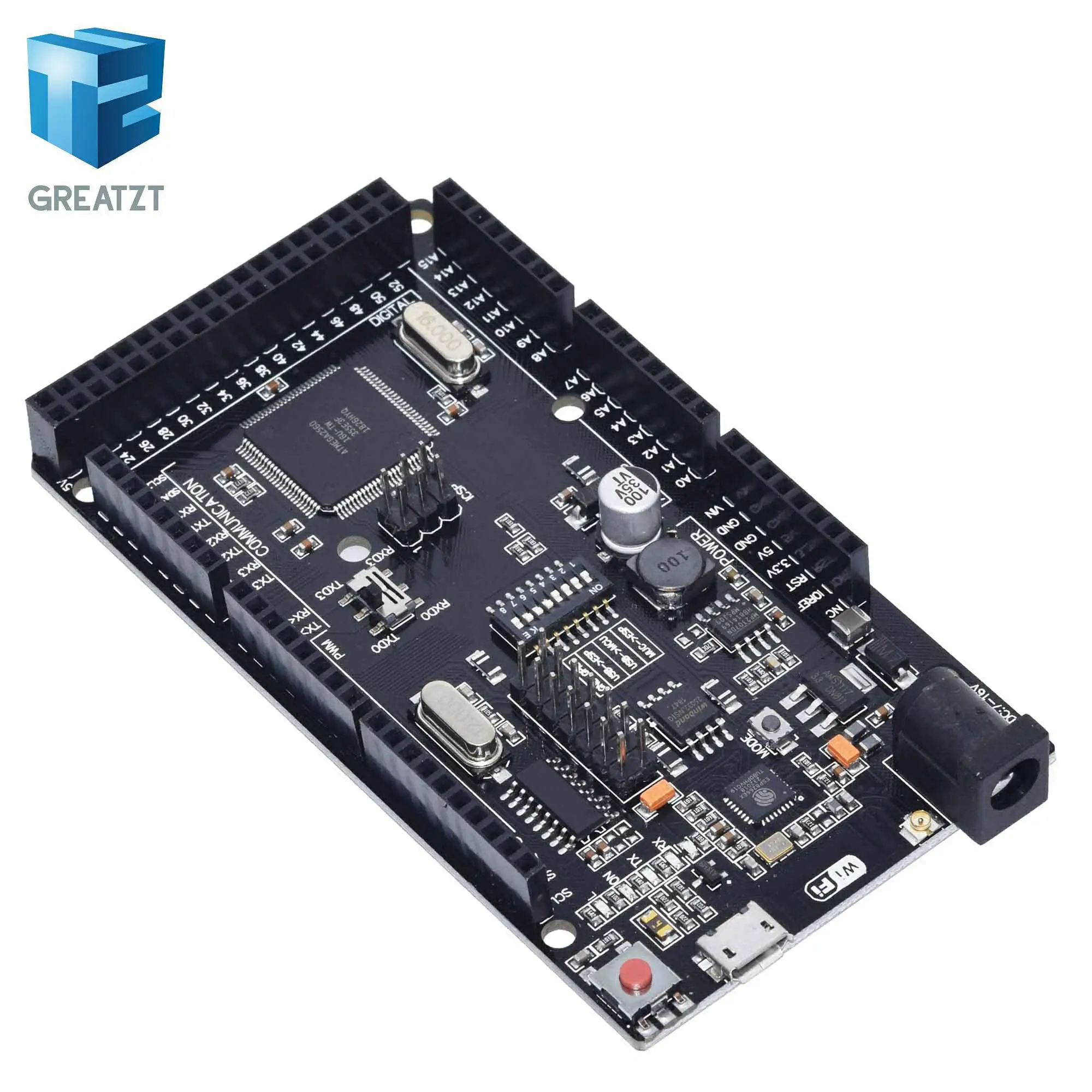 GREATZT Мега + WiFi R3 ATmega2560 ESP8266 32M памяти USB TTL CH340G совместимый для Arduino Mega NodeMCU