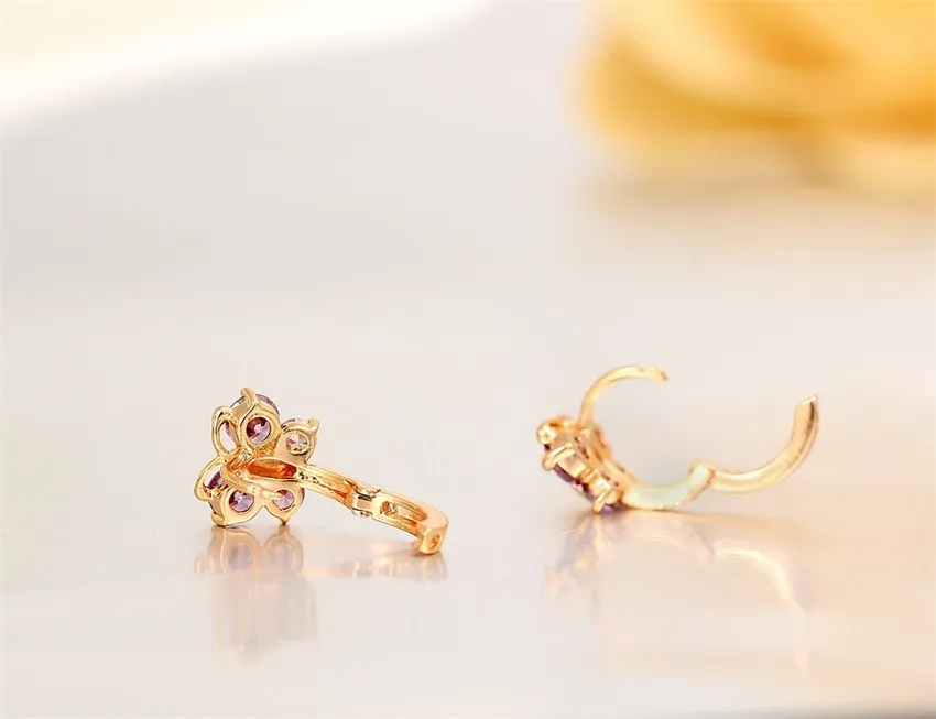 5 colors Baby Girls Small Round Circles Huggies Hoop Earrings Gold Color Butterfly Cubic Zircon Jewellery For Kids Children Aros