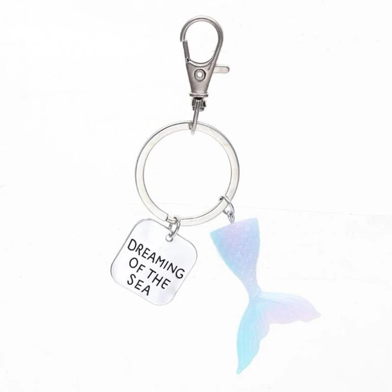 Мечта о море Алфавит градиент рыбы чешуя рыбий хвост собака пряжка брелок Мода