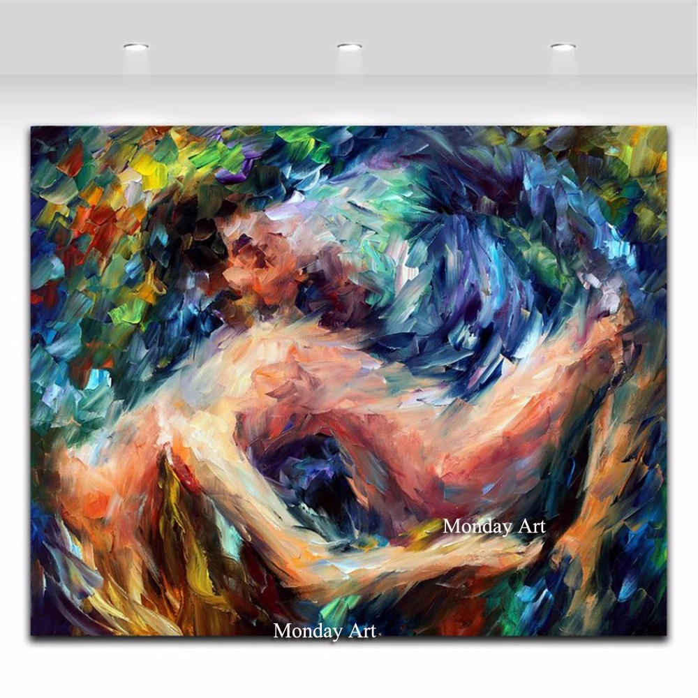 

100% Handpainted Nude Man And Women Lover Oil Painting On Canvas Wall Art Abstract Painting Pictures For Living Room Home Decor