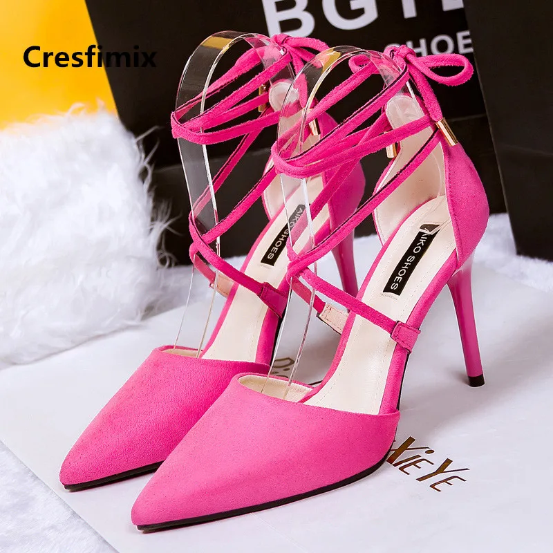 Cresfimix tacones altos Женская Удобная весенне летняя обувь на высоком каблуке с завязками