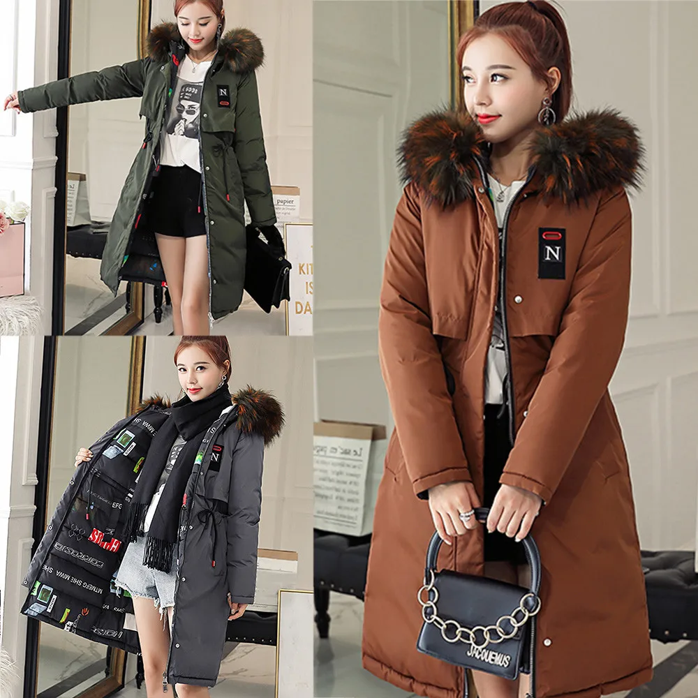 

Winter Parkas Women Winter Nice Female Coat Overcoat Casual Winter Slim Jacket Women Long Hooded Fur Outwear Chamarras De Mujer