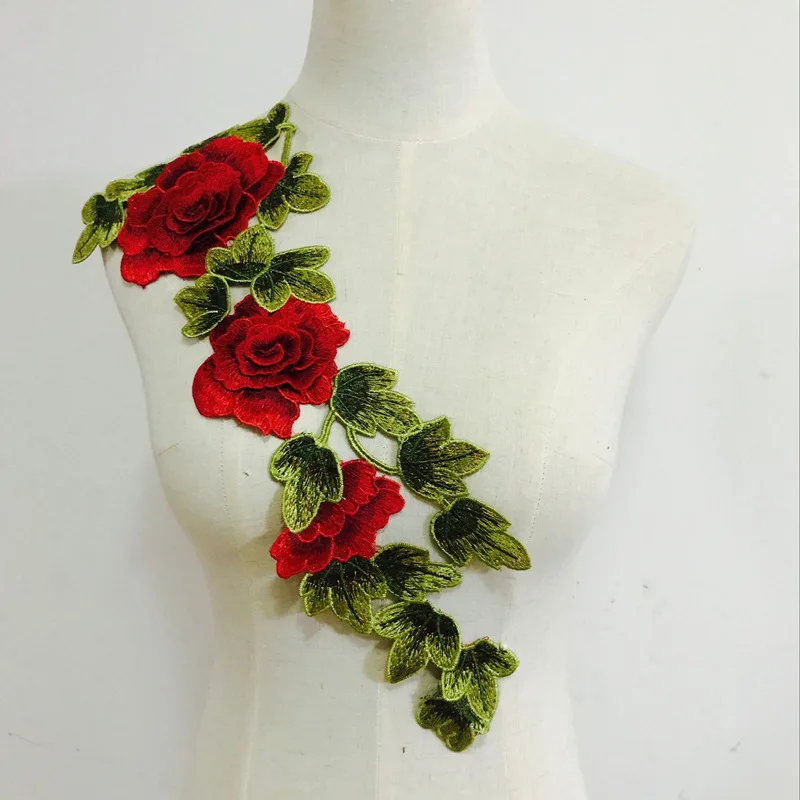 FFLACELL цветок 3D розы аппликация вышивка патч Ткань стикер пришить|embroidery patch|applique