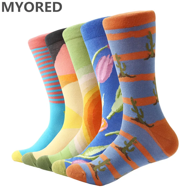 Носки MYORED 5 пара/лот яркие причудливые носки для мужчин в подарок на