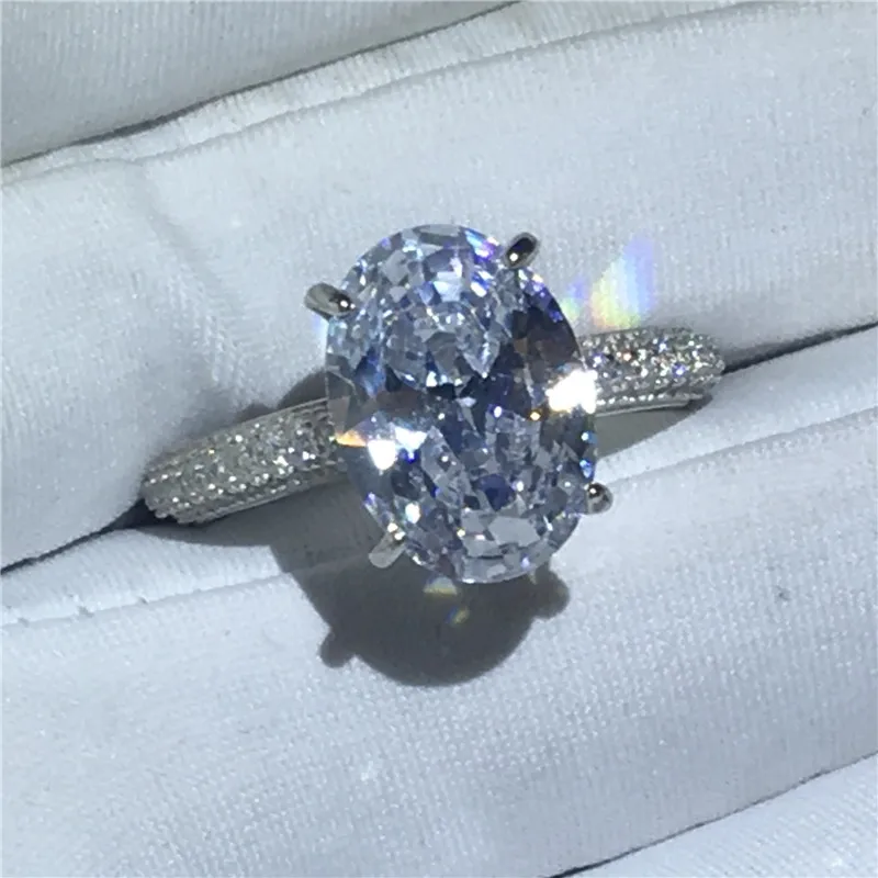 Deluxe обещание кольцо Soild 925 пробы серебро овальной огранки 4ct AAAAA Сона Cz обручение обручальное для wo для мужчин ювелирные изделия