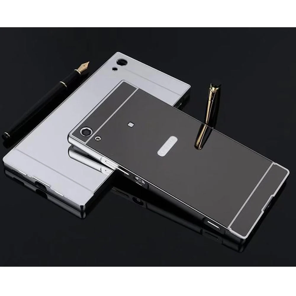 Для sony Xperia XA1 чехол Роскошный Алюминиевый металлический каркас зеркальная