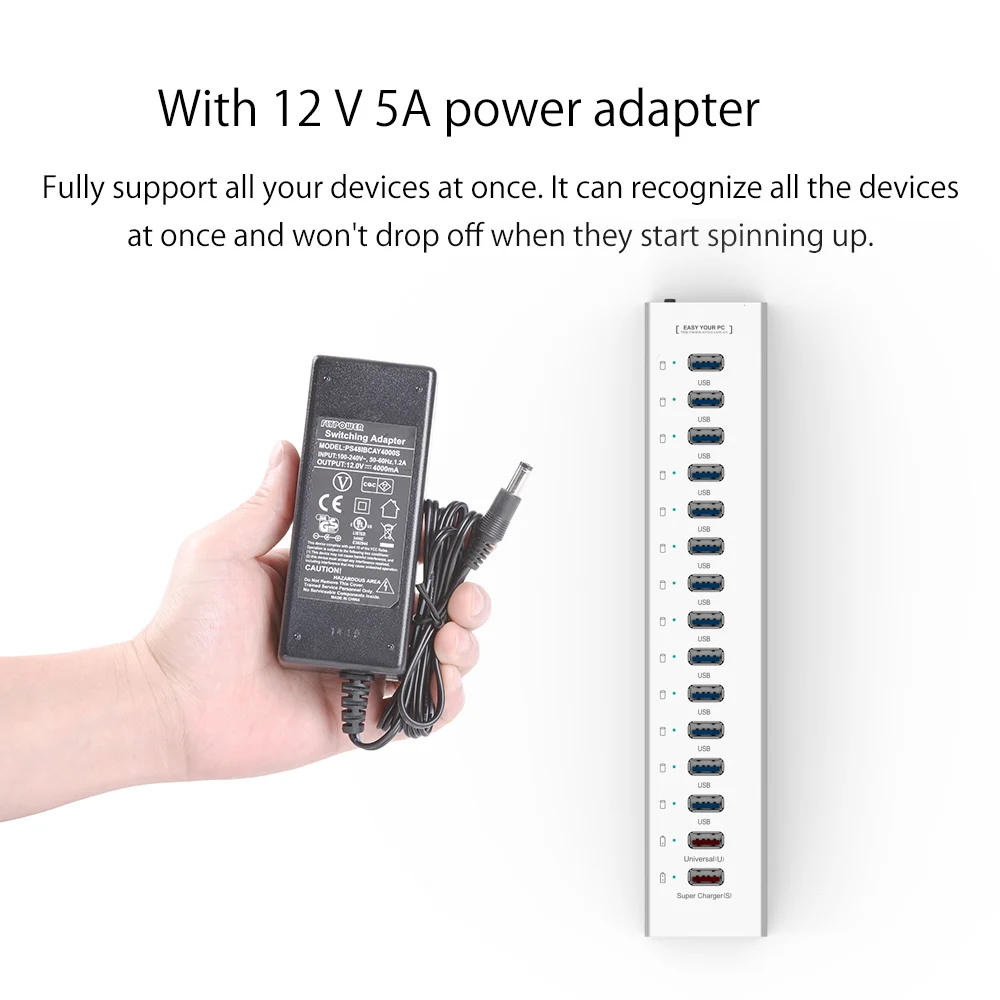 ORICO внешний usb-хаб Алюминий 13-Порты и разъёмы 5 Гбит/с USB3.0 концентраторы Splitter для Macbook портативных ПК с 2 зарядки Порты для портативных ПК