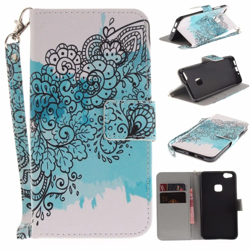 QuShar Good Quality Printed Wallet Case for Huawei p10 Lite Flip Leather Stand Card Slot Cover p10lite Phone Bag | Мобильные