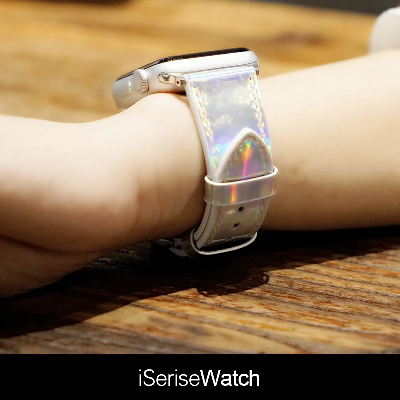 Лазерная часы с кожаным ремешком ремешок для наручных часов apple Watch 6 watch 62/3