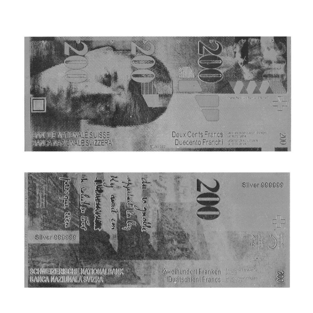 Посеребренная банкнота Горячая продажа 200 швейцарские серебряные банкноты для