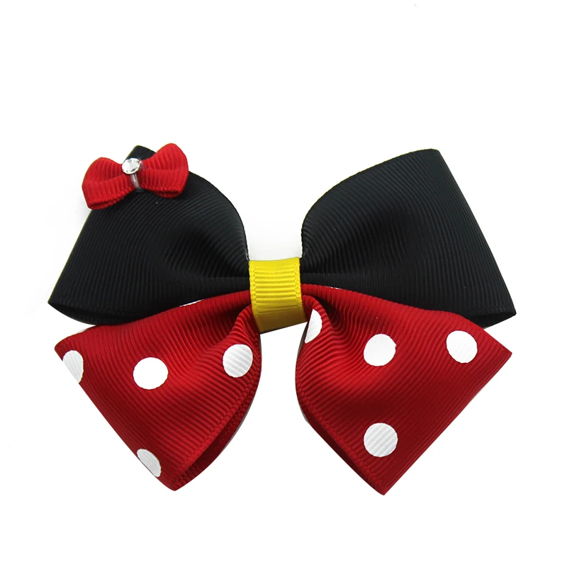 

3 Inch Polka Dot Solid Color Boutique Girl Hair Accessories Handmade Diy Alligator Clip Red Bow Children's Hair Accessories