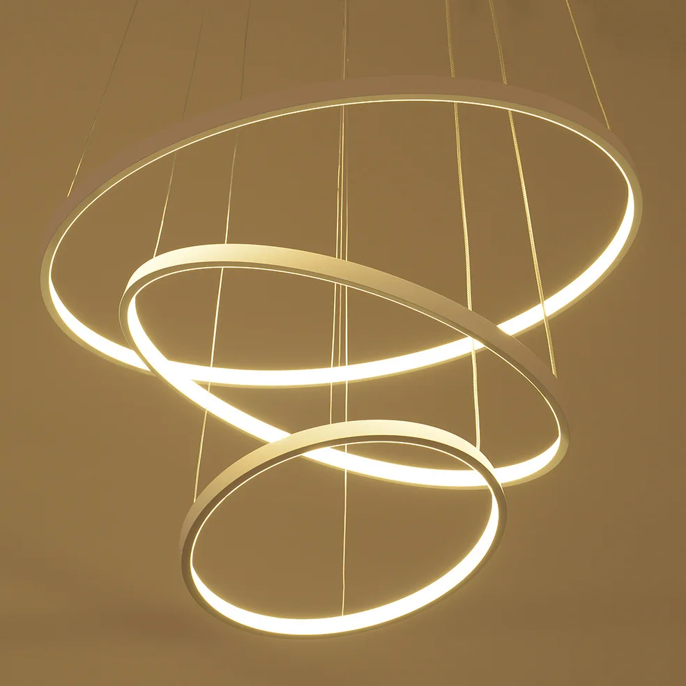 Модные люстры для столовой современные круглые кольца светодиодная люстра