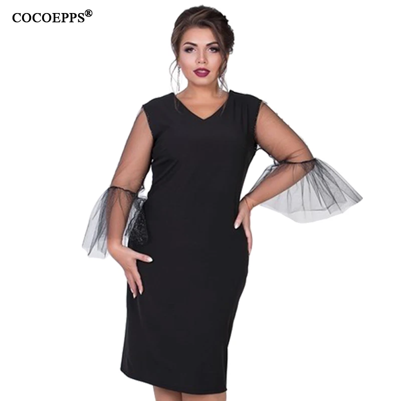 Женское платье футляр COCOEPPS вечернее большого размера 5XL 6XL 2019|vestidos plus|long sleeve bodycon