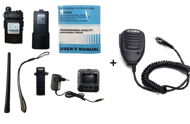 add MIC 8W High Power Baofeng UV-5R Walkie Talkie Amateur Radio Scanner VHF UHF CB Radio Comunicador USB Woki Toki 3800mAh UV5R Hunting - Цвет: add MIC