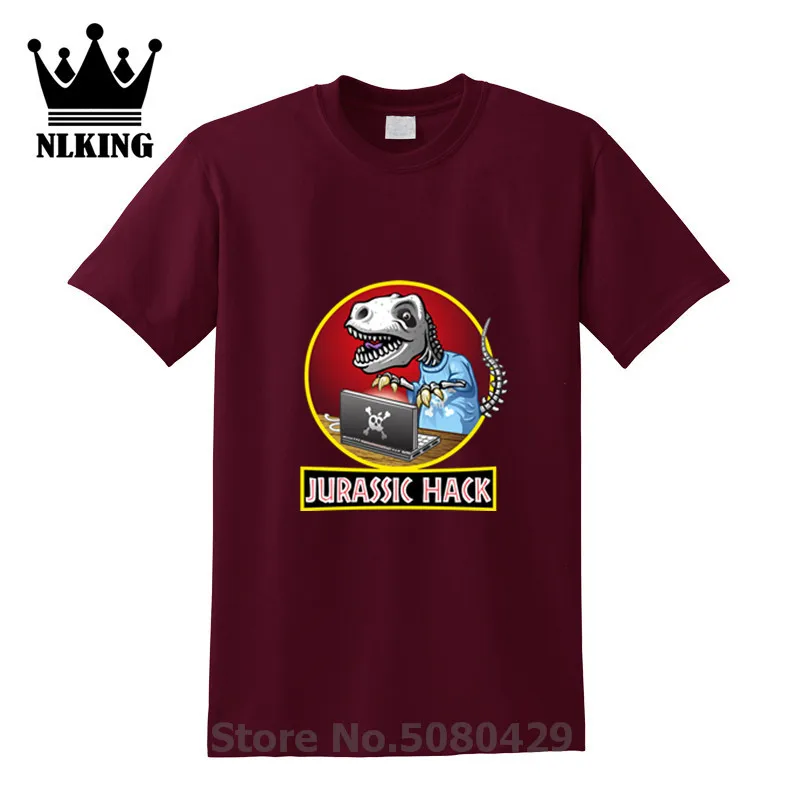 Компьютерный машуп Летняя мужская футболка hack new JURASSIC печатная хлопковая