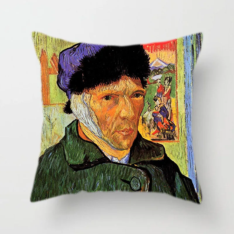 Van Gogh26 Ретро льняная/персиковая кожаная наволочка для подушки самостоятельно разработанная Ван Гог Картина маслом голова серия подушка для гостиной чехол - Цвет: Van Gogh26
