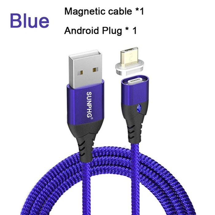 blue for Android SUNPHG 1 м магнитное зарядное устройство Micro usb для samsung A7 A6 супер быстрый кабель синхронизации данных и зарядки Galaxy S7 usb кабели для мобильных телефонов - Тип штекера: blue for Android