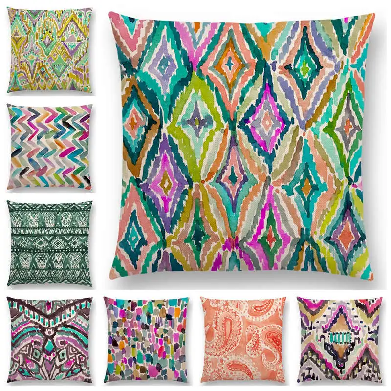 Новый дизайн акварельные конфеты шеврон волны наволочка для подушки коралловый