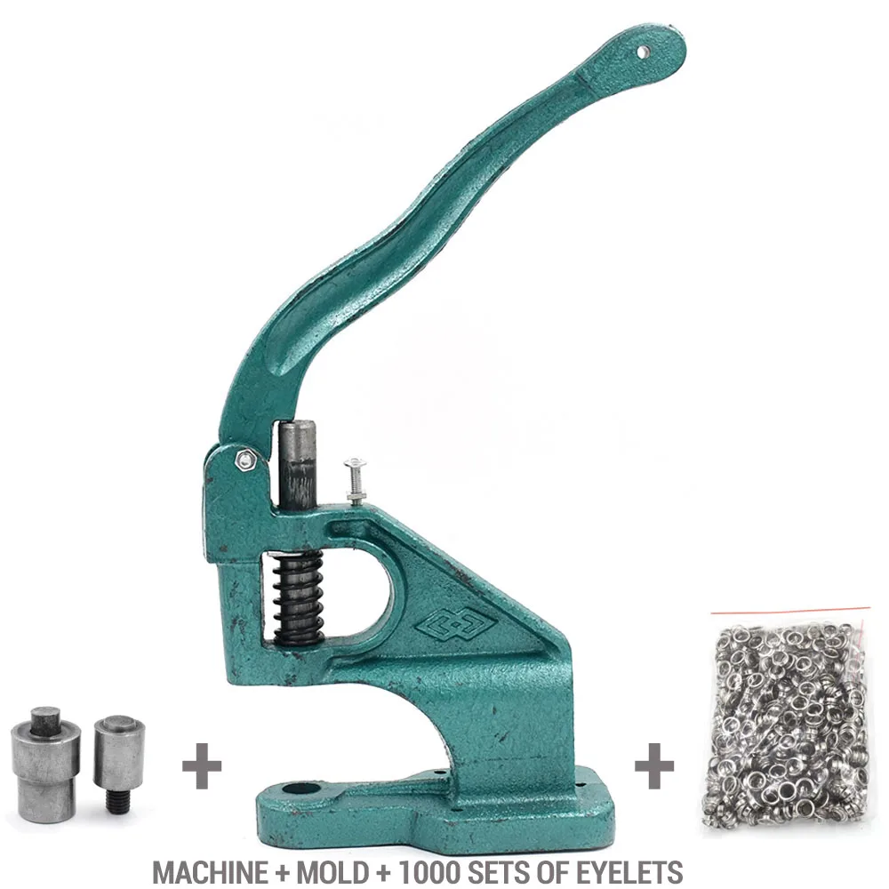 1000sets and Machine 1000 комплекты люверсы+ станок+ формы с металлическими клепками очки глазки, отверстия кнопки инструментов DIY скатерть отверстие душевая шторка отверстие Пресс машина - Цвет: 1000sets and Machine
