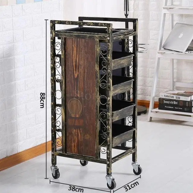 Hairdressing special tools car barber shop hair salon hot dyeing trolley retro multi-function beauty bar car clearance specials - Цвет: 0.0. 14