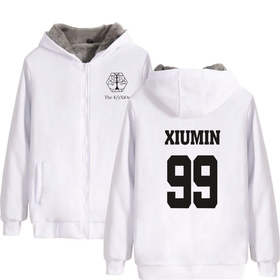 Толстовка на молнии Kpop EXO женская зимняя толстовка уличная одежда ткань для
