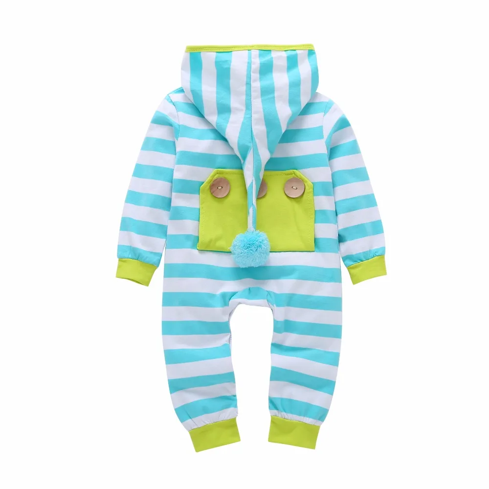 Детский комбинезон с длинным рукавом капюшоном в полоску на осень 2020|baby romper long|baby