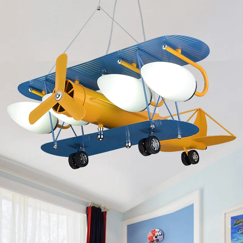 Creative retro children's aircraft pendant light bedroom boy room cartoon lamp XU YI MING | Лампы и освещение