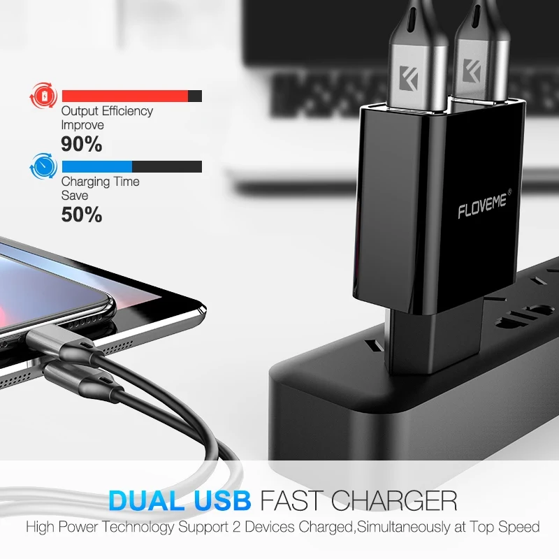 FLOVEME USB зарядное устройство светодиодный дисплей 2 порта зарядные устройства для