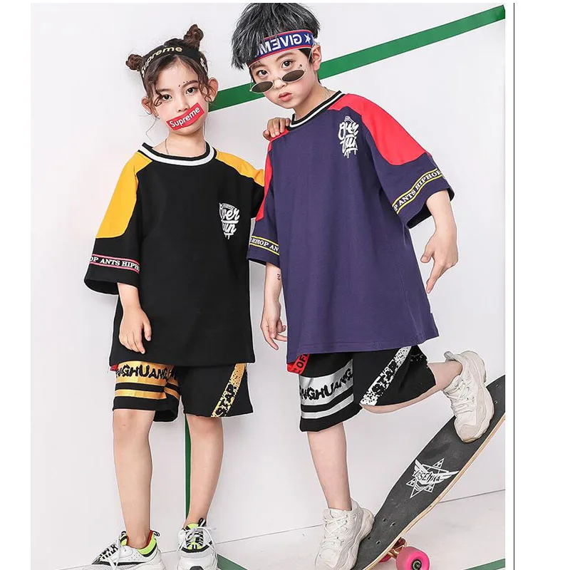 

Fashion Show Children Hip Hop Jazz Dancing Costumes for Girls Boys Ballroom Dance Clothes Sweatshirt Tops Jogger Pants Dancewear