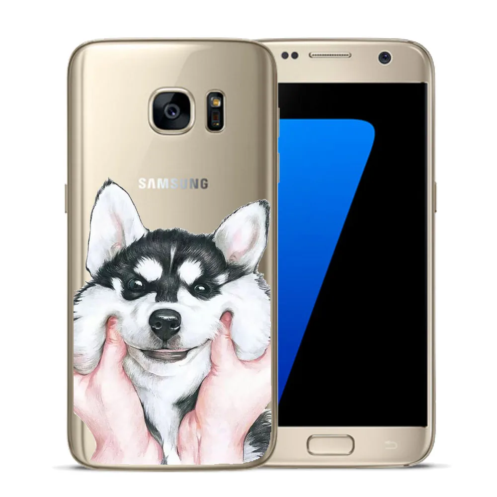 Крутой Мягкий ТПУ чехол Corgi с рисунком мопса для Samsung Galaxy S5 Mini S6 S7 Edge S8 S9 S10 Plus E S10E Note
