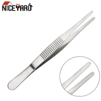 12 5cm stainless steel toothed tweezer straight tweezer home medical garden kitchen bbq tool long barbecue food tong