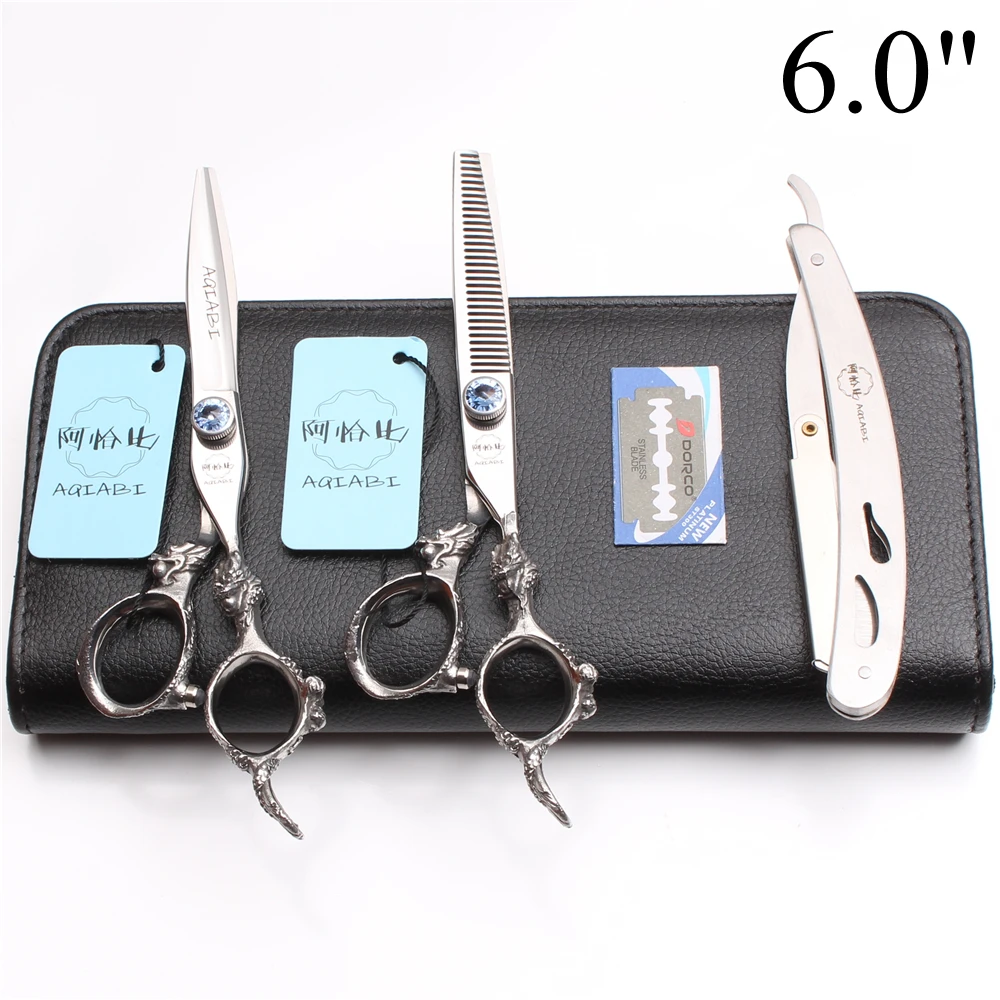 6&quot 17.5cm Japan 440C AQIABI Barber Shop Cutting Shears Thinning Scissors Hair Clippers Professional Hairdressing A9108 | Красота и