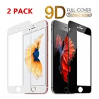 Закаленное стекло 9D с закругленными краями для iPhone 7, 8 Plus, X, XS, защитное стекло с полным покрытием экрана для iPhone 7, 8, 6, 6S Plus, 2 шт.