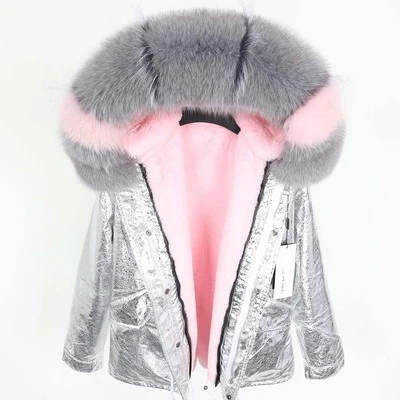 short about 72 cm OFTBUY,, парка, натуральный мех, пальто, зимняя куртка для женщин, натуральный Лисий мех, воротник, теплый, Свободный, черный, искусственный мех, подкладка, длинное пальто, отстегивается - Цвет: short about 72 cm