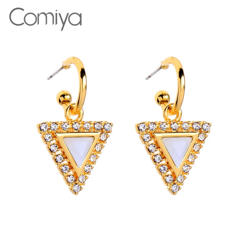Comiya эффектные Висячие серьги для женщин золотого цвета камедь кристалл